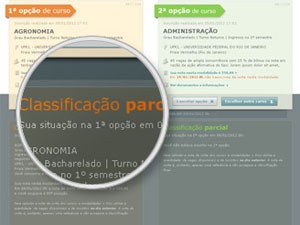 Site do Sisu mostra a situação do candidato nos dois cursos escolhidos (Foto: Reprodução)